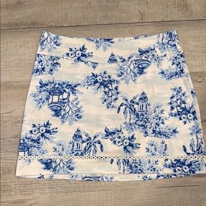 Crown & Ivy Blue and White Scenic  Skirt